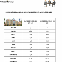 Permanence Mairie Morhange Mercredis et samedis 2022